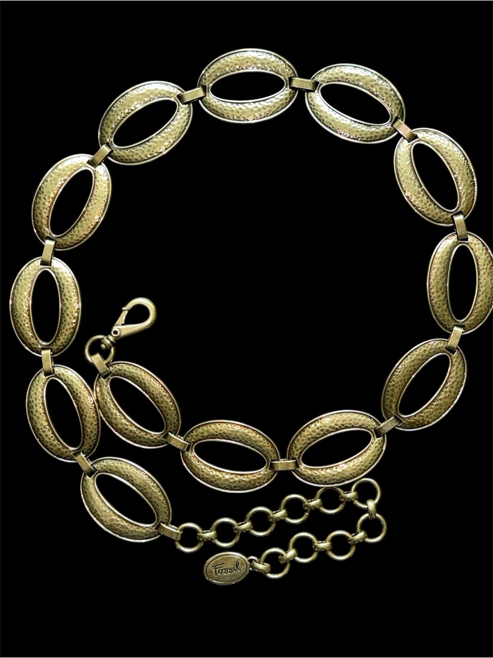 Fossil Hammered Chain Link Belt. Large